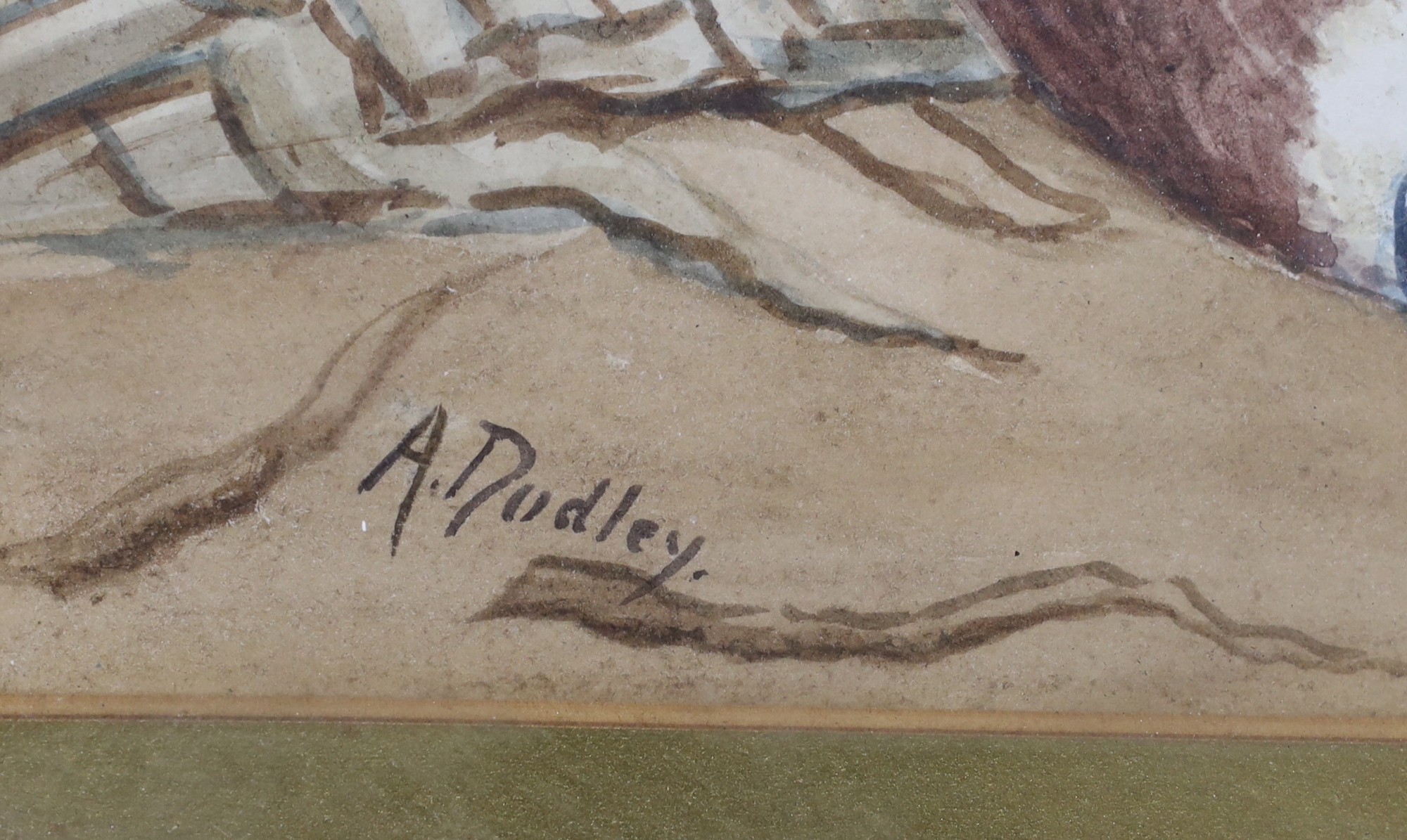 Giovanni Barbaro / AKA Arthur Dudley (1864-1915), watercolour, Still life of a duck and fruit, signed, 26 x 70cm